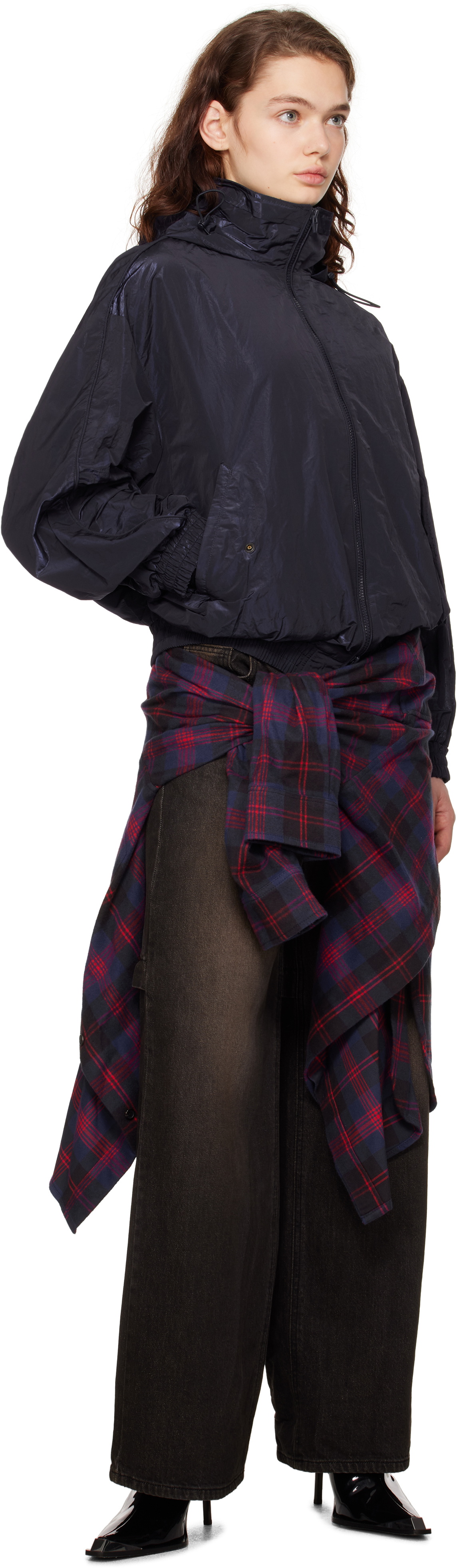 Juun.J Navy Crinkled Trainer Jacket Juun.J