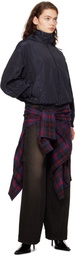 Juun.J Navy Crinkled Trainer Jacket