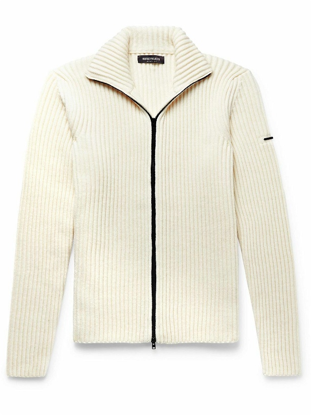 Photo: Norse Projects Arktisk - Ribbed Wool-Blend Zip-Up Cardigan - Neutrals