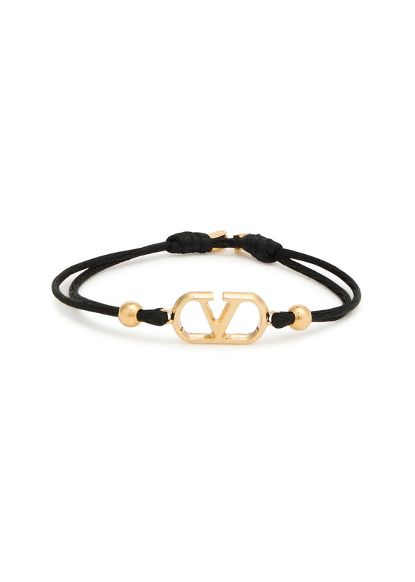 Photo: Valentino Garavani VLogo Cord Bracelet - Black - One Size
