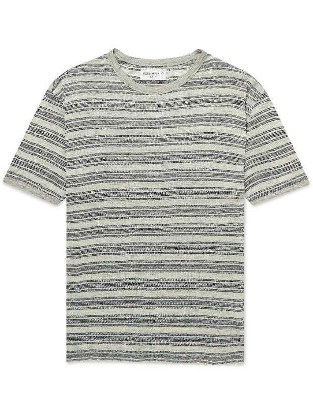 Photo: Officine Générale - Striped Linen T-Shirt - Gray