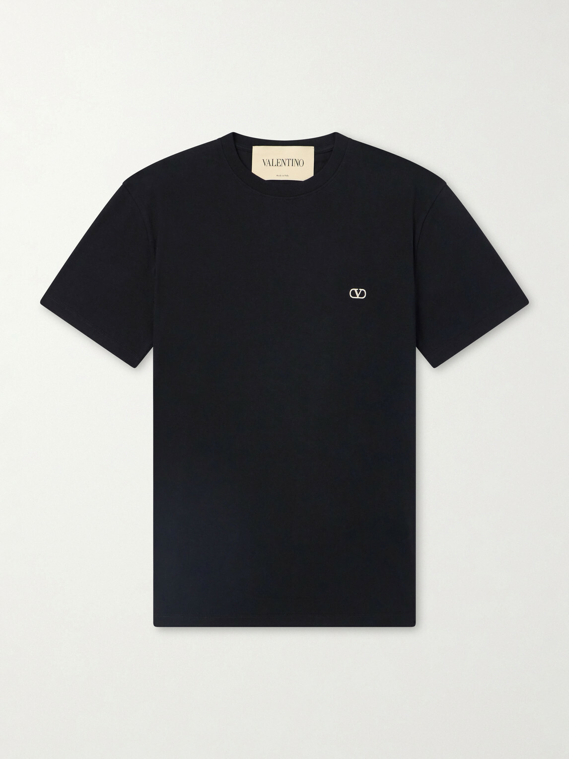 Valentino Garavani - Logo-Embroidered Cotton-Jersey T-Shirt - Black