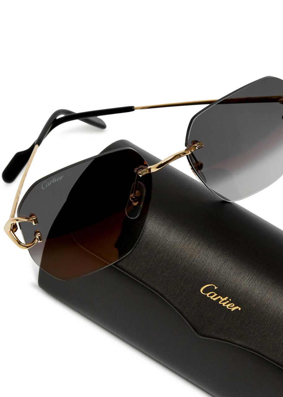 Cartier Rimless Square-frame Sunglasses - Gold Cartier