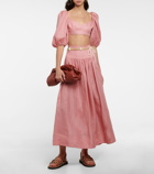 Zimmermann - Jeannie puff-sleeve linen crop top