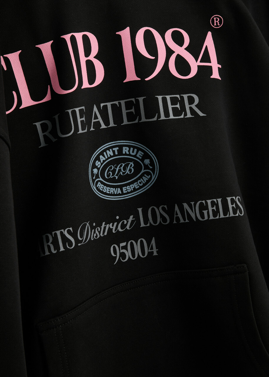 Club 1984 Art District Hooded Cotton Sweatshirt Black