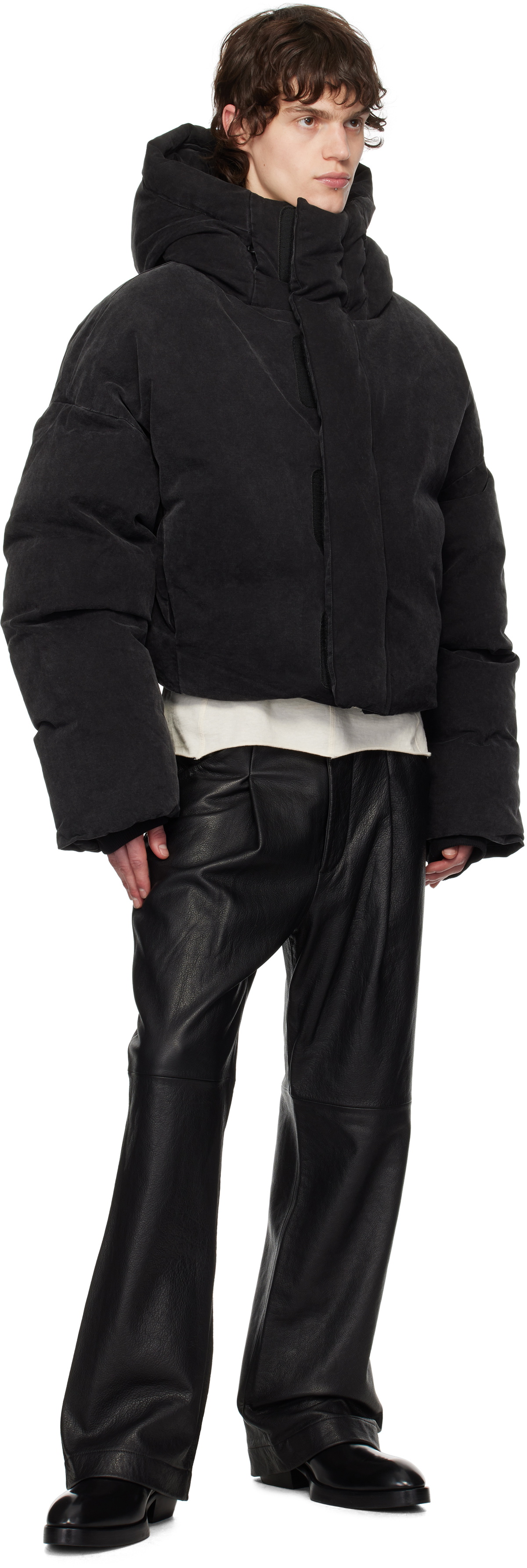 Entire Studios Black MML Hooded Puffer Down Jacket Entire Studios