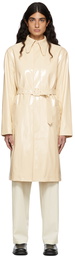 Tanner Fletcher Beige Perry Wet Look Belted Trench Coat