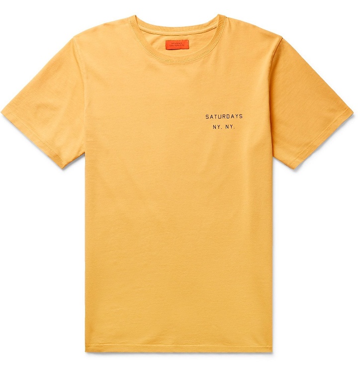 Photo: Saturdays NYC - Logo-Print Cotton-Jersey T-Shirt - Yellow