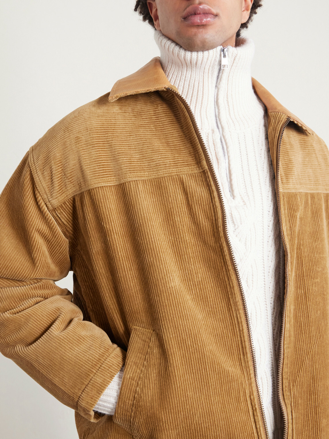 FRAME - Cable-Knit Wool and Cashmere-Blend Half-Zip Sweater - Neutrals