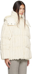 Moncler White Fare Faux-Fur Down Jacket