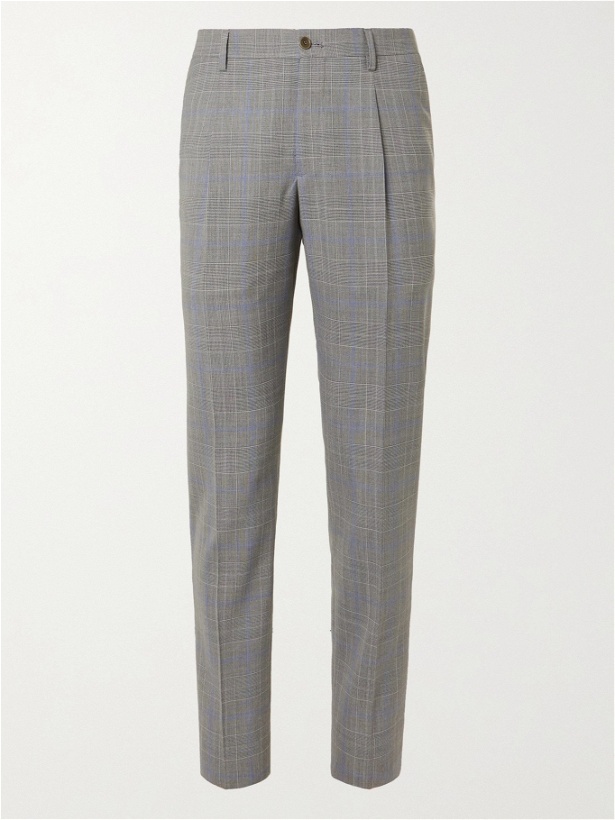 Photo: GIORGIO ARMANI - Prince of Wales Checked Wool Suit Trousers - Gray - IT 46