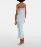 Faithfull Cydney lace-trimmed satin midi skirt
