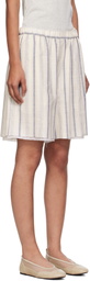 Cordera White Striped Bermuda With Lace Shorts