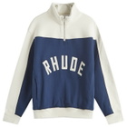Rhude Men's Cotrast Quarter Zip Logo Jacket in Navy/Cream