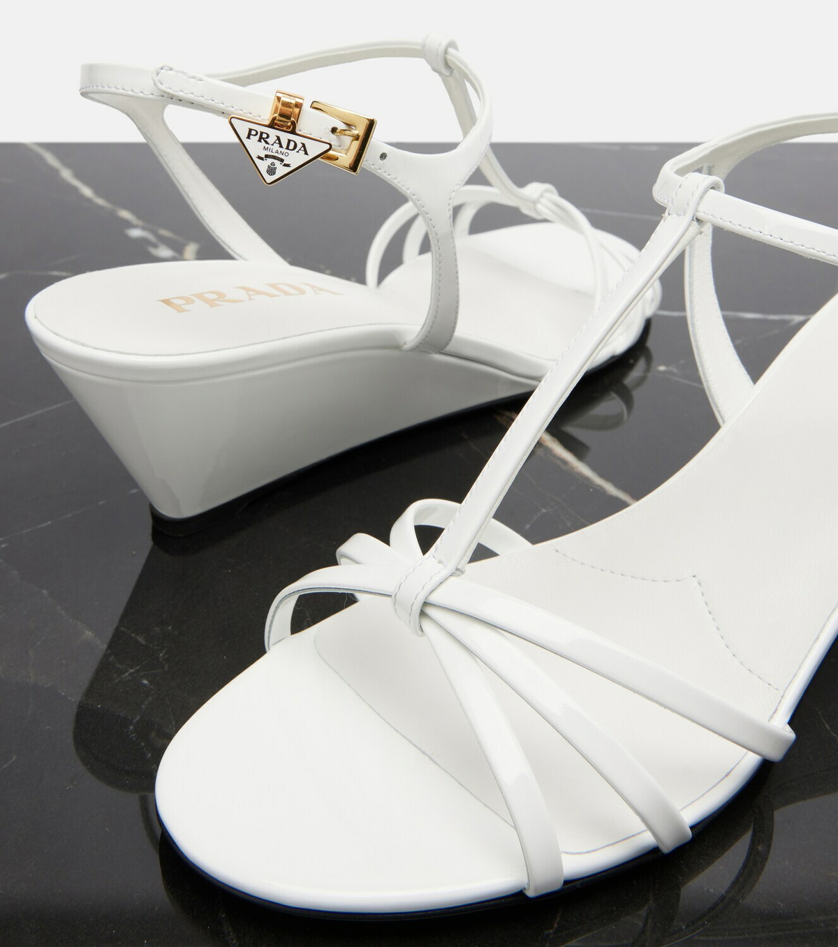 Prada Patent leather wedge sandals