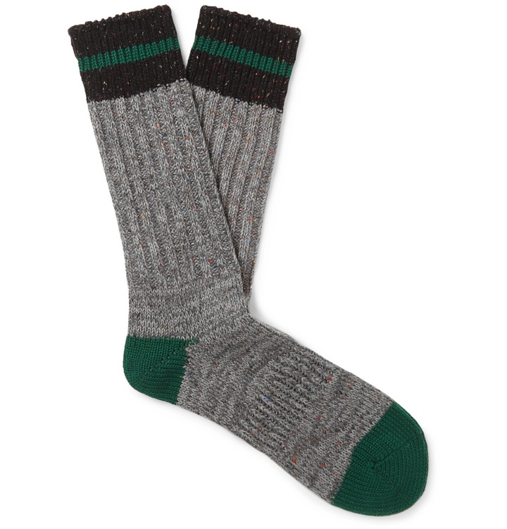 Photo: Anonymous Ism - Mélange Ribbed-Knit Socks - Gray