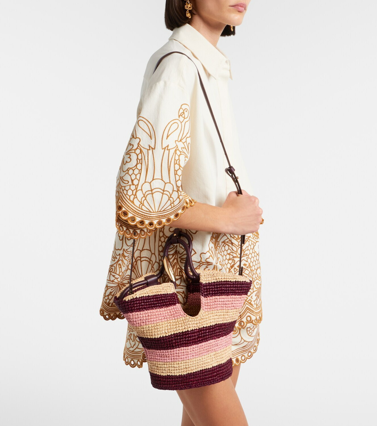 Zimmermann Goldentime Small raffia tote bag