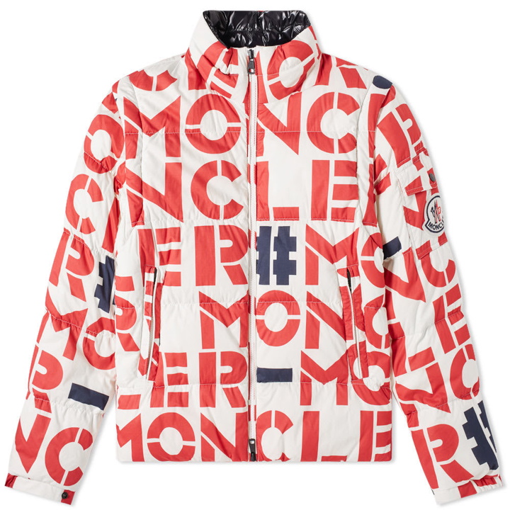 Photo: Moncler Genius - 2 Moncler 1952 - Jehan All Over Text Logo Removable Sleeve Down Jacket