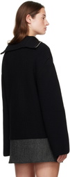 Courrèges Black Ribbed Wool Trucker Sweater