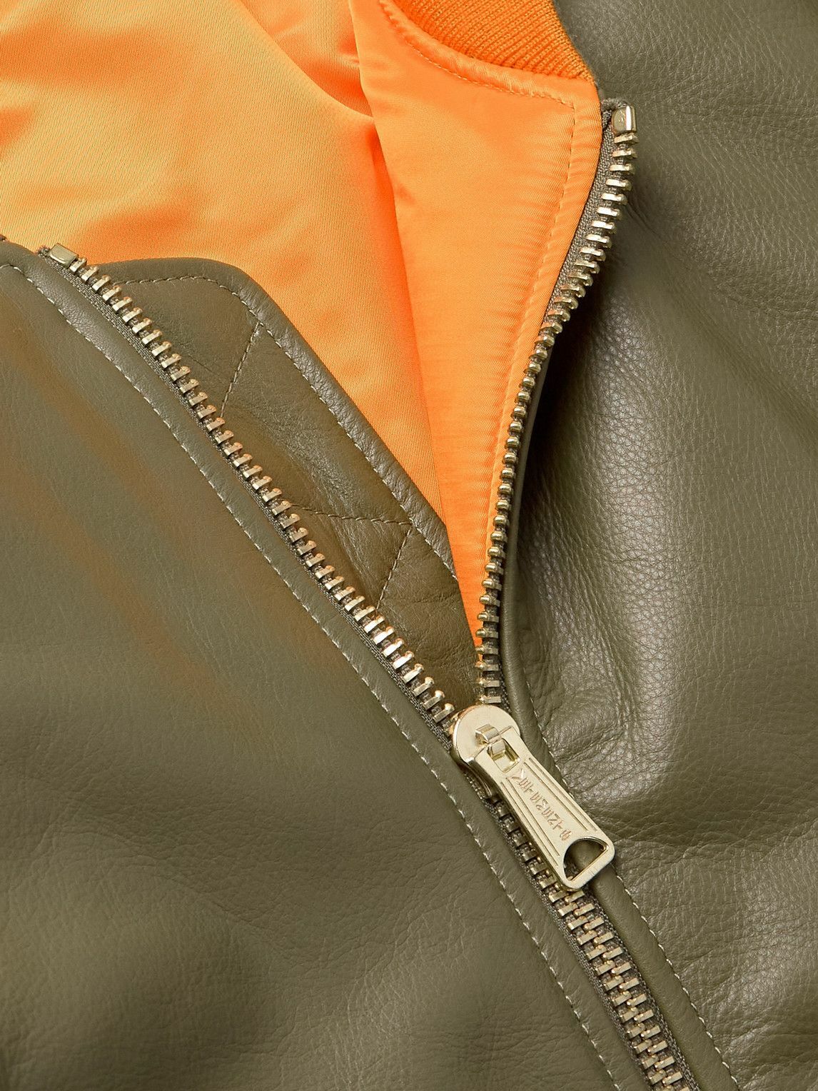 VETEMENTS - Oversized Leather Bomber Jacket - Green