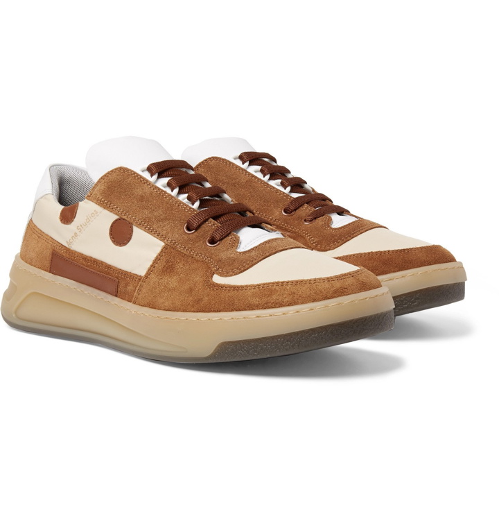 Photo: Acne Studios - Perey Leather-Trimmed Suede and Shell Sneakers - Brown