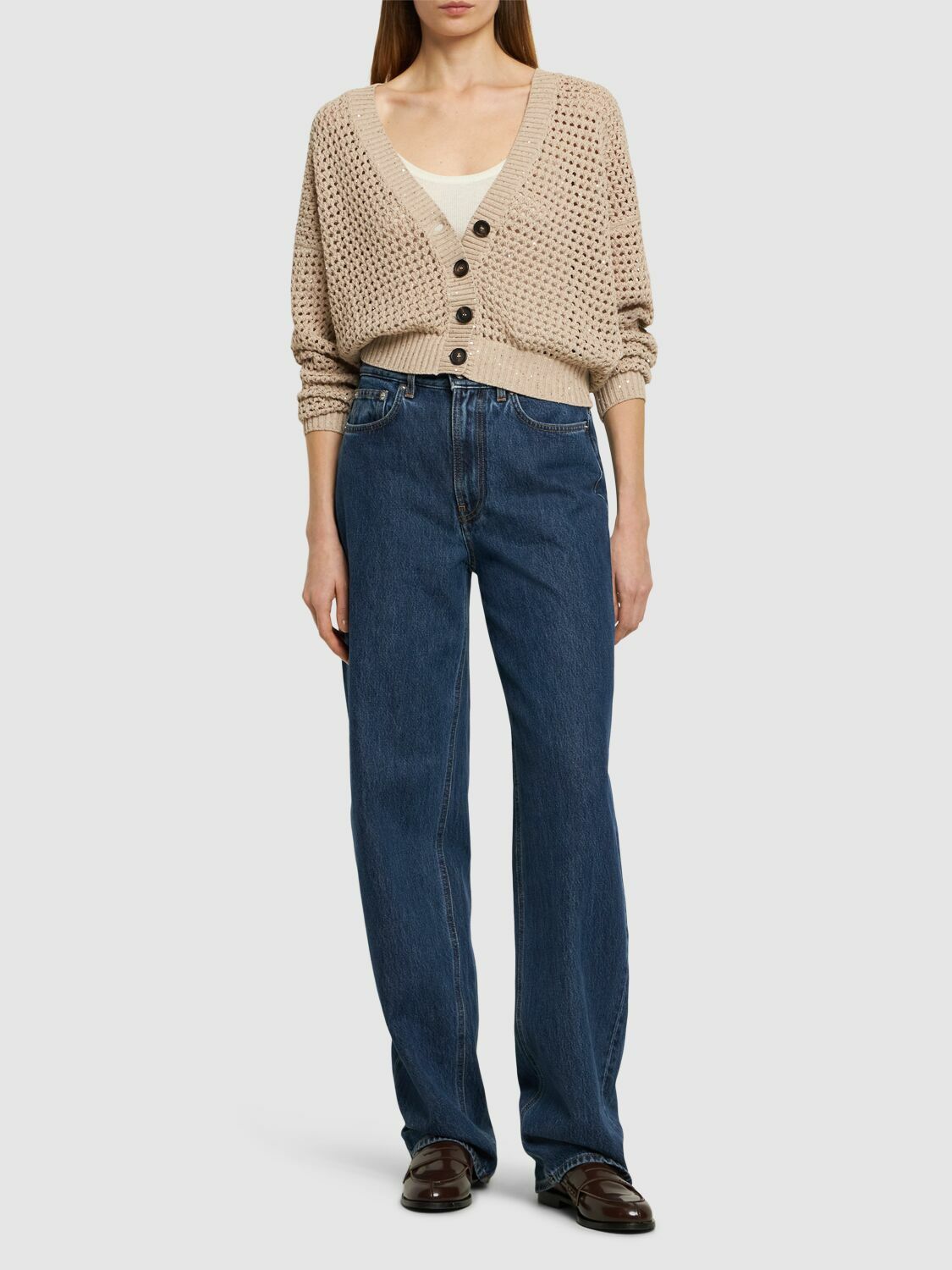 BRUNELLO CUCINELLI - Open Knit Cotton Blend Cardigan