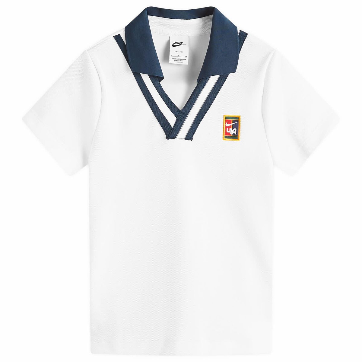 Nike Women's NSW Yoon Polo Top in White/Armory Navy