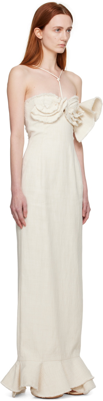 Off White Robe Jacquemus Off-White Le Raphia 'La Robe Artichaut' Maxi Dress Jacquemus