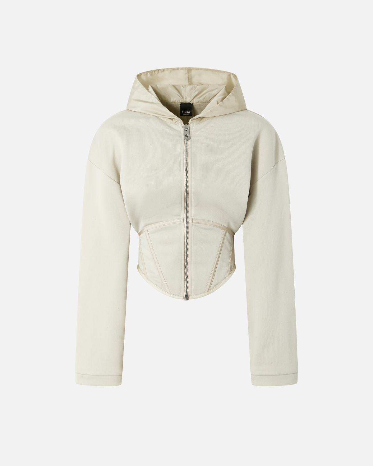 Pinko Bustier Sweatshirt With Hood And Zip Bone White