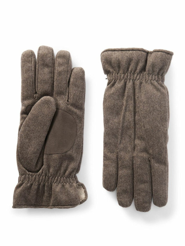 Photo: Loro Piana - Suede-Trimmed Padded Storm System® Cashmere Gloves - Brown