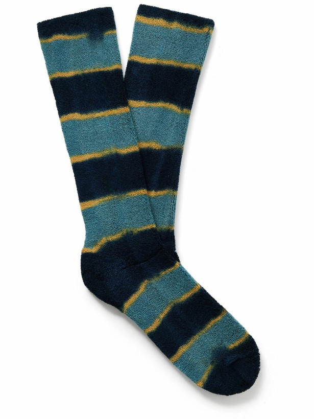 Photo: Anonymous Ism - Old Surf Stripes Cotton-Blend Terry Socks - Blue