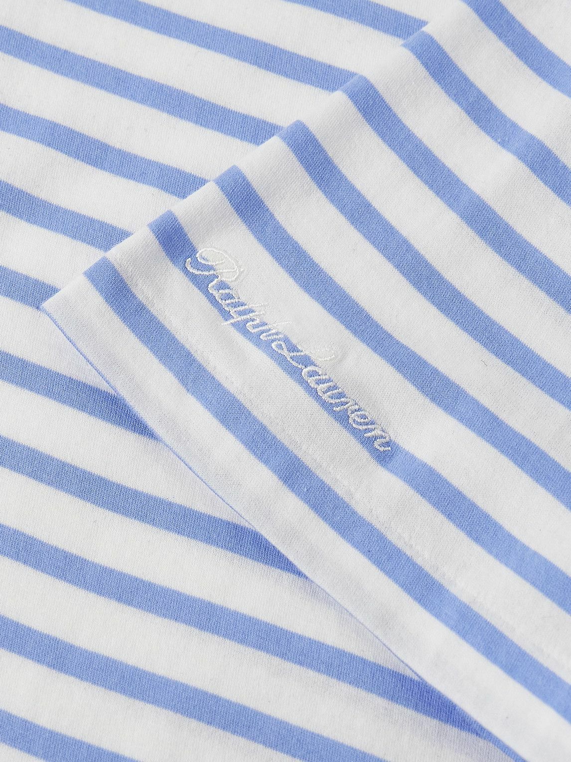 Ralph Lauren Purple label - Logo-Embroidered Striped Cotton-Lisle T-Shirt - Blue