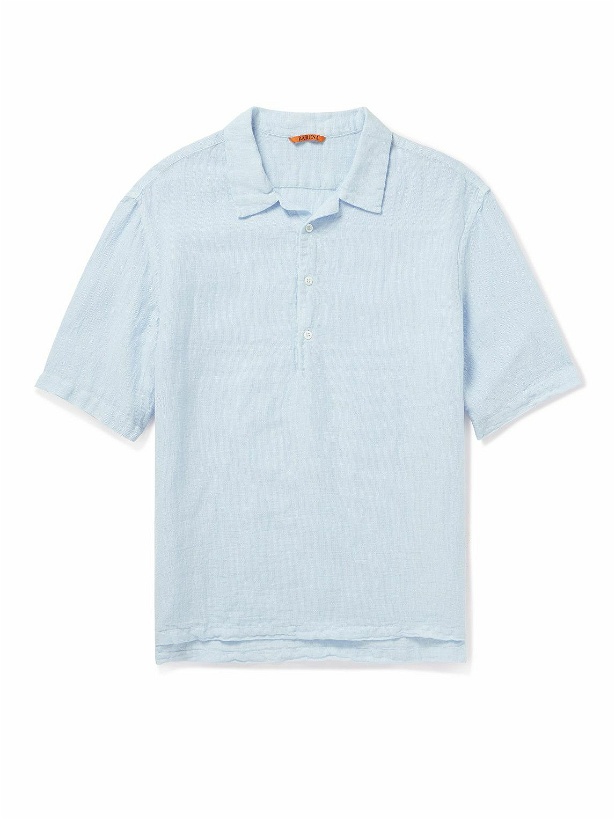 Photo: Barena - Linen and Cotton-Blend Polo Shirt - Blue