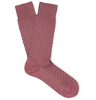 Ermenegildo Zegna - Textured Stretch Cotton-Blend Jacquard Socks - Pink