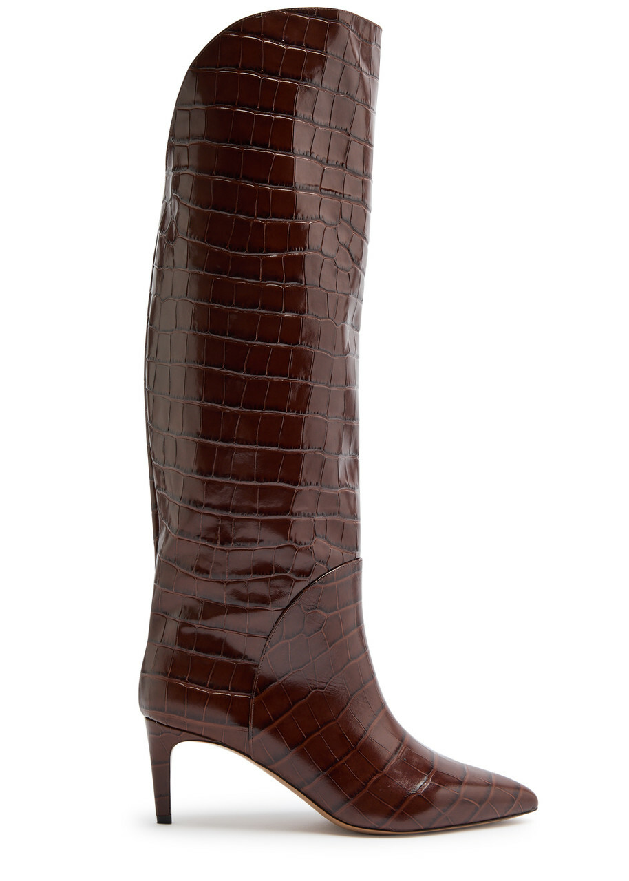 Paris Texas Gaia 60 Crocodile-effect Leather Knee-high Boots