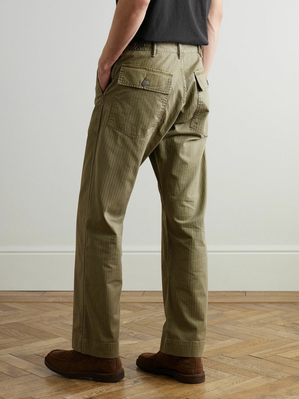 RRL - Cotton-Herringbone Trousers - Green
