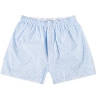 Sunspel Men's Stripe Boxer Shorts in White/Blue Bar Stripe