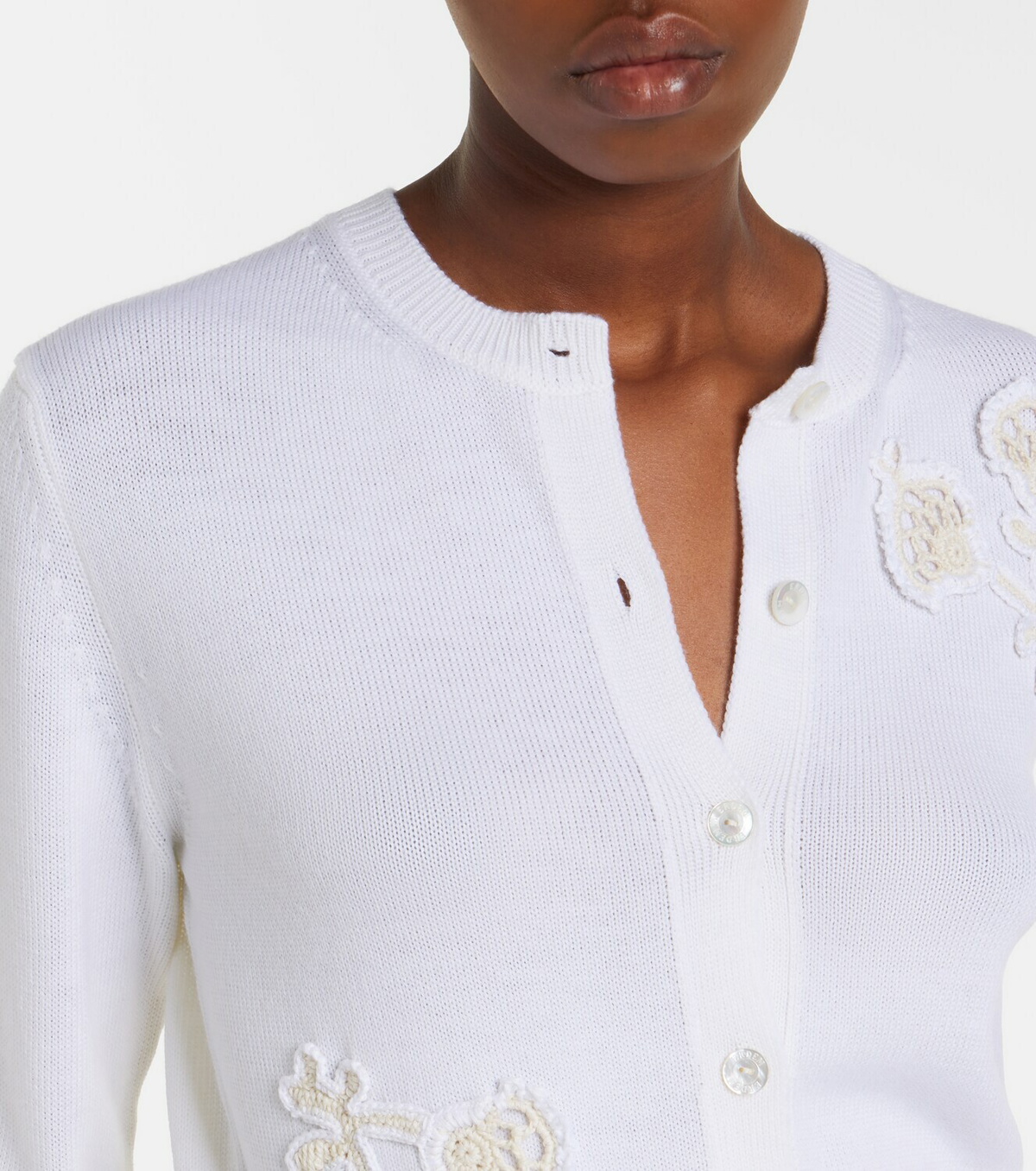 Erdem Floral-appliqué wool cardigan