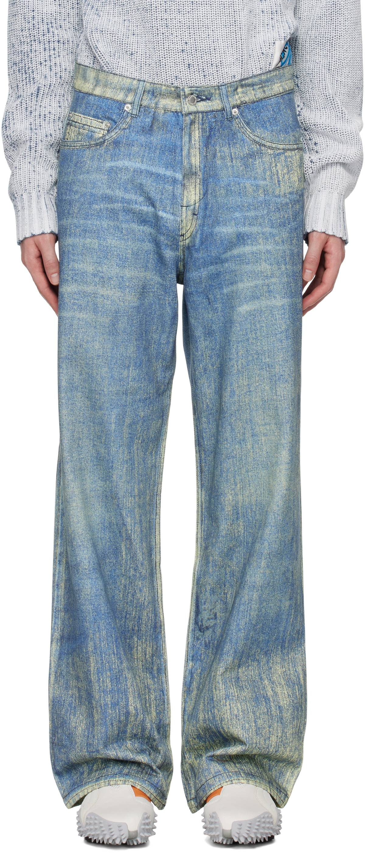 パンツ camper lab Sand Blue Paint Print Denim CAMPERLAB Blue Paint Print Jeans CamperLab