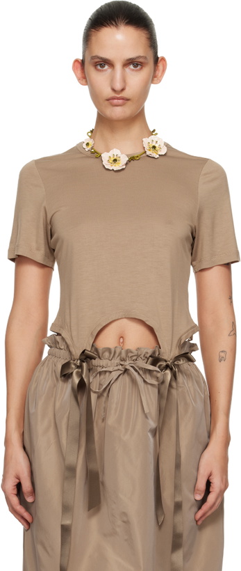 Photo: Simone Rocha Tan Bow Tail Easy T-shirt