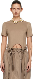 Simone Rocha Tan Bow Tail Easy T-shirt