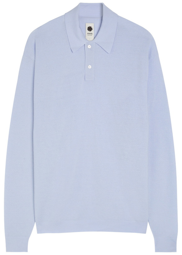 Photo: Vowels Wool Polo Jumper Light Blue