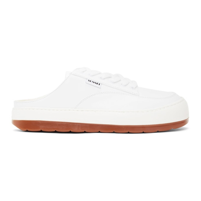 Photo: Sunnei White Leather Lace-Up Dreamy Sabot Sneakers