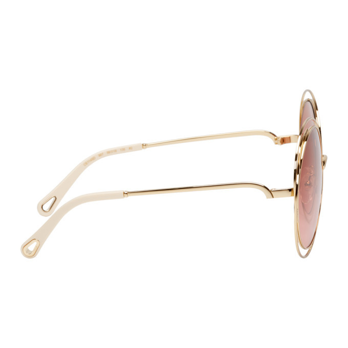 Chloe Gold and Pink Carlina Petite Sunglasses