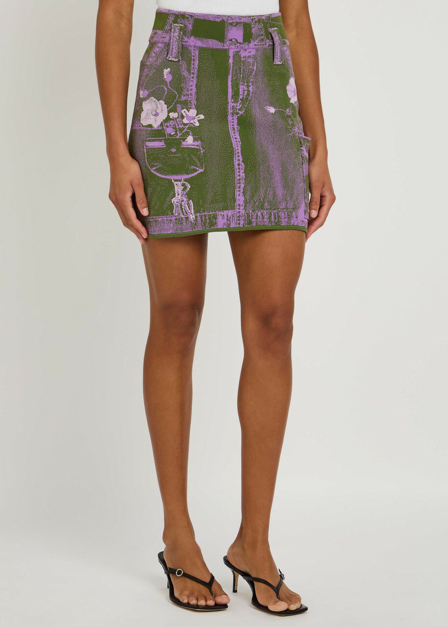 PH5 Daisy Patterned-intarsia Knitted Mini Skirt Lilac