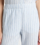 Velvet Evony striped cotton and linen wide-leg pants