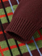 BODE - Checked Jacquard-Knit Merino Wool Cardigan - Brown