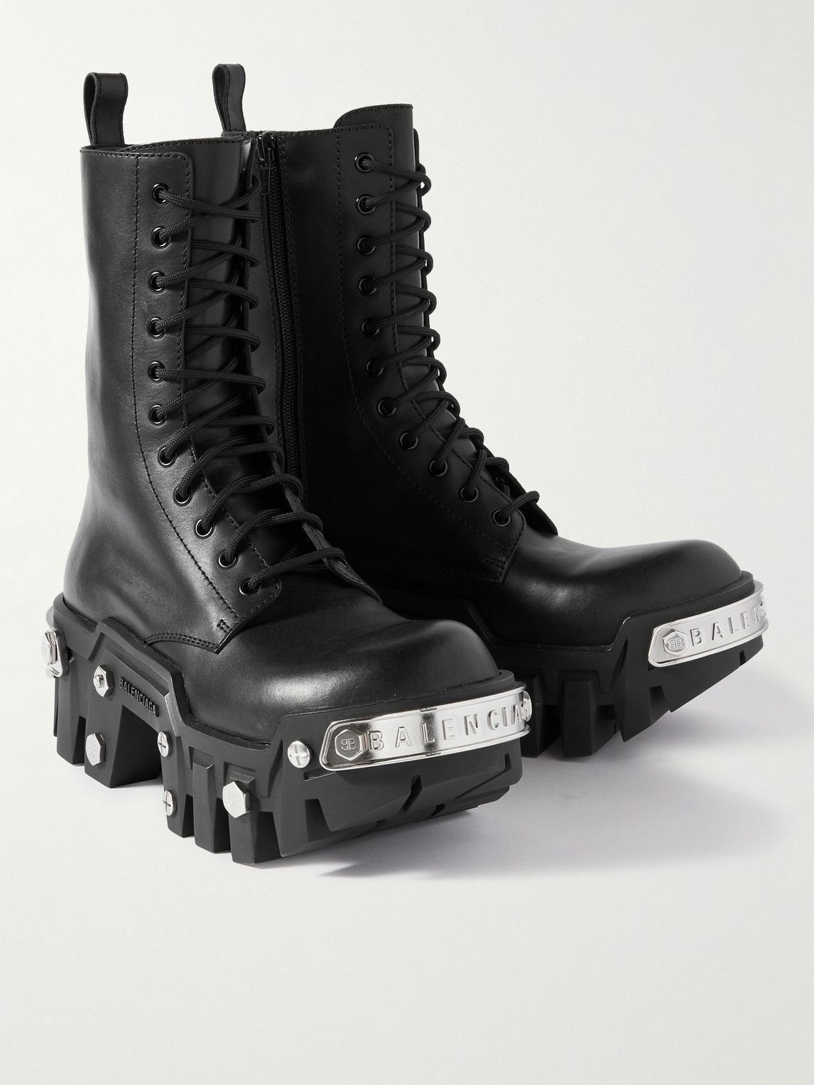 Balenciaga - Bulldozer Embellished Leather Boots - Black Balenciaga