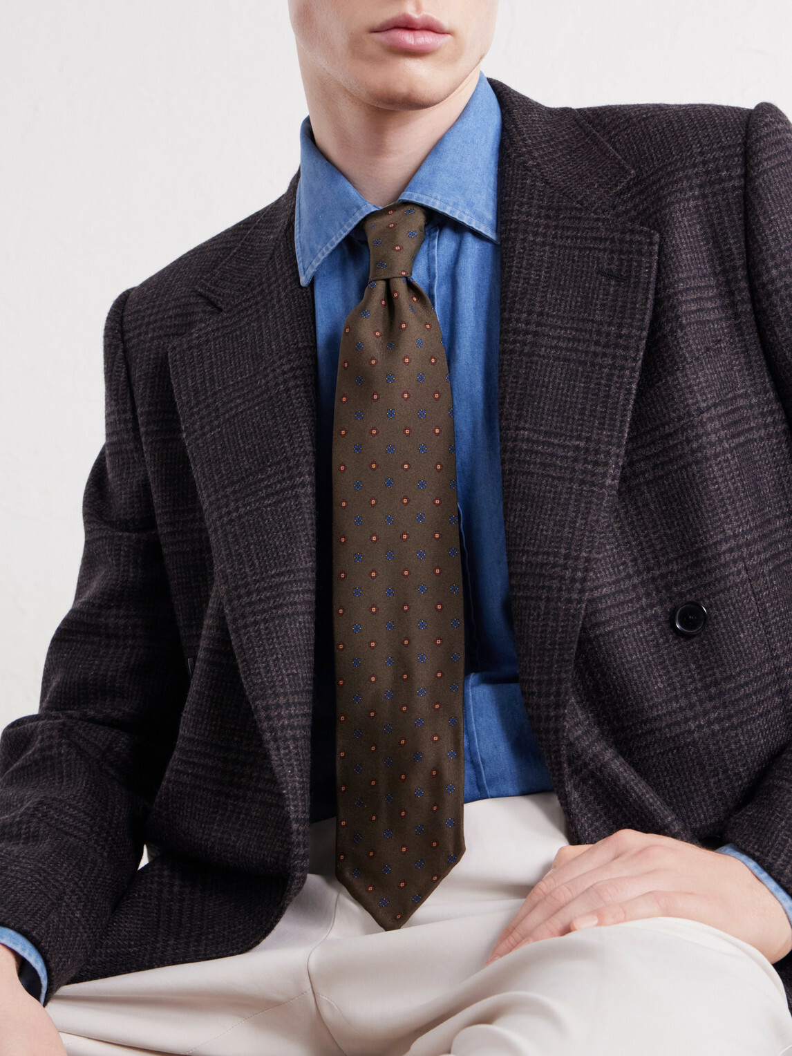 Rubinacci - 8cm Printed Silk-Twill Tie - Brown