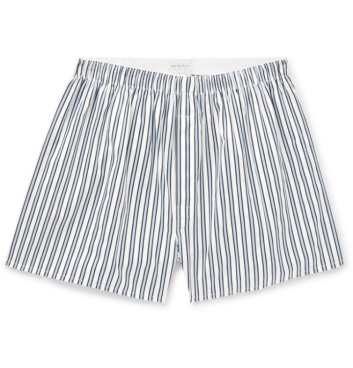 Photo: Sunspel - Striped Cotton Boxer Shorts - Blue